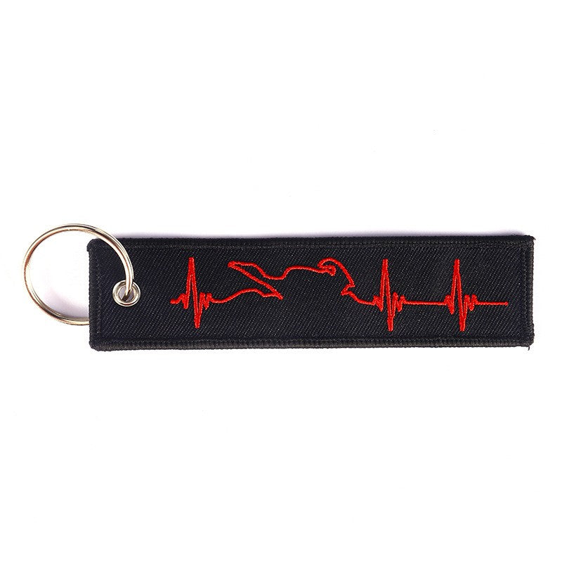 Red ECG Racing Embroidered Keychain