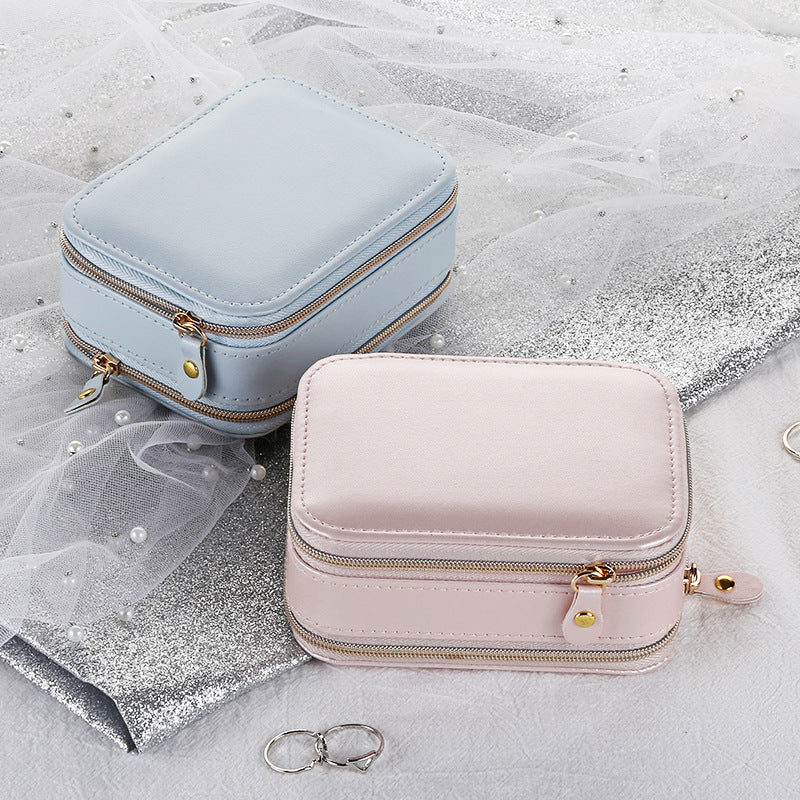 Simple Zipper Leather Jewelry Box