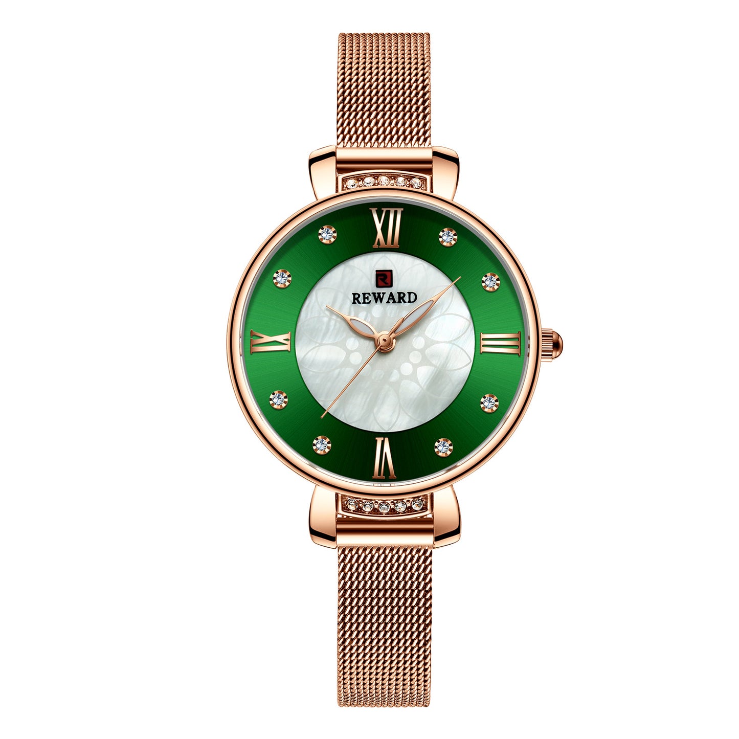 Delicate Shell Diamond Milanese Mesh Strap Ladies Watch