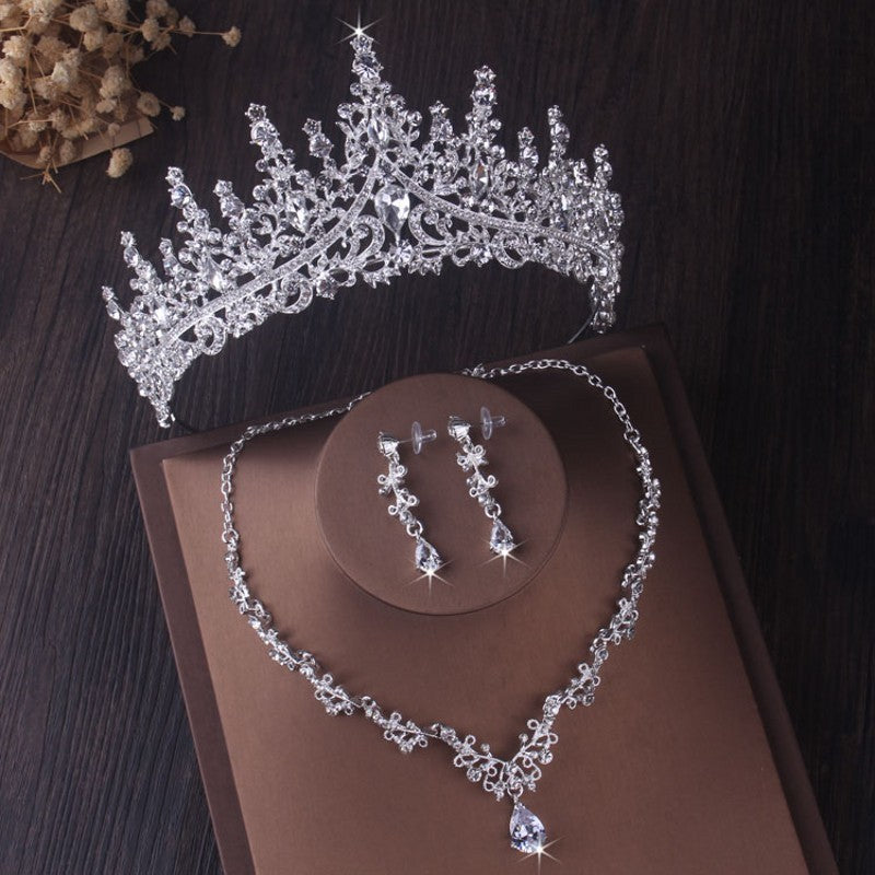 Dazzling Silver Crystal Drop Bridal Jewelry Set