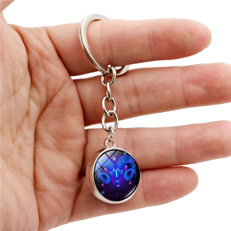 Zodiac Luminous Glass Ball Key Chain