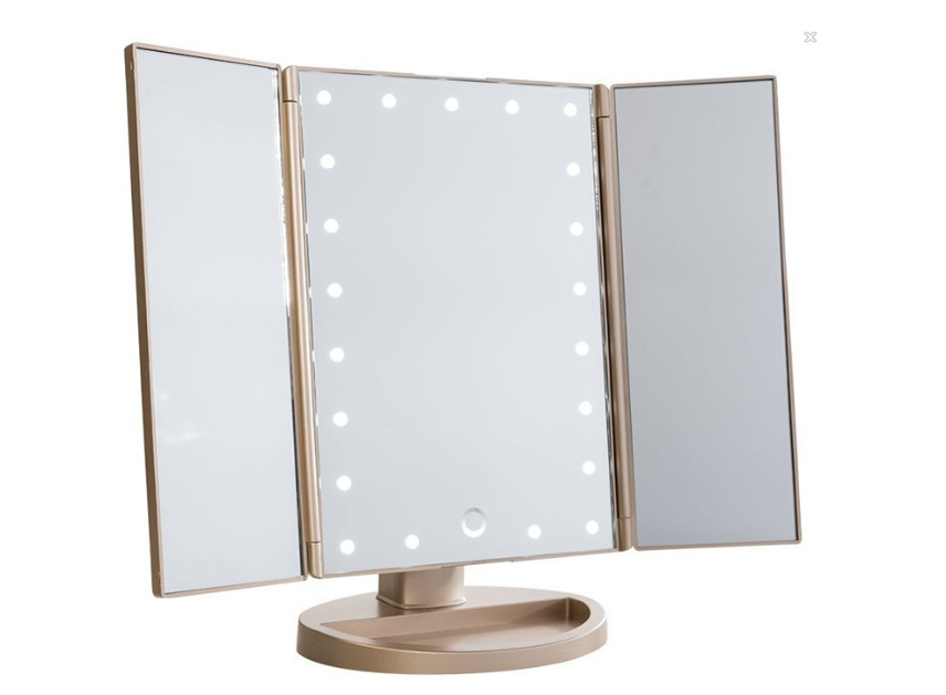 24 LED Magnifying Lighted Cosmetic Makeup Mirror Tabletop Tri-fold Touch Screen Mirror Touch Screen