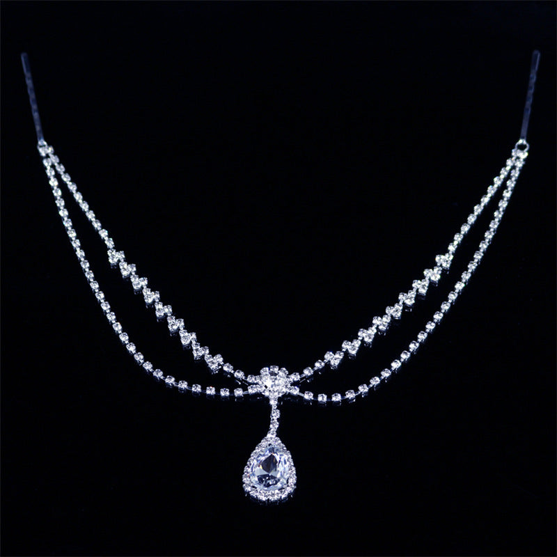 New Rhinestone Headdress Simple Water Drop Forehead Chain Bridal