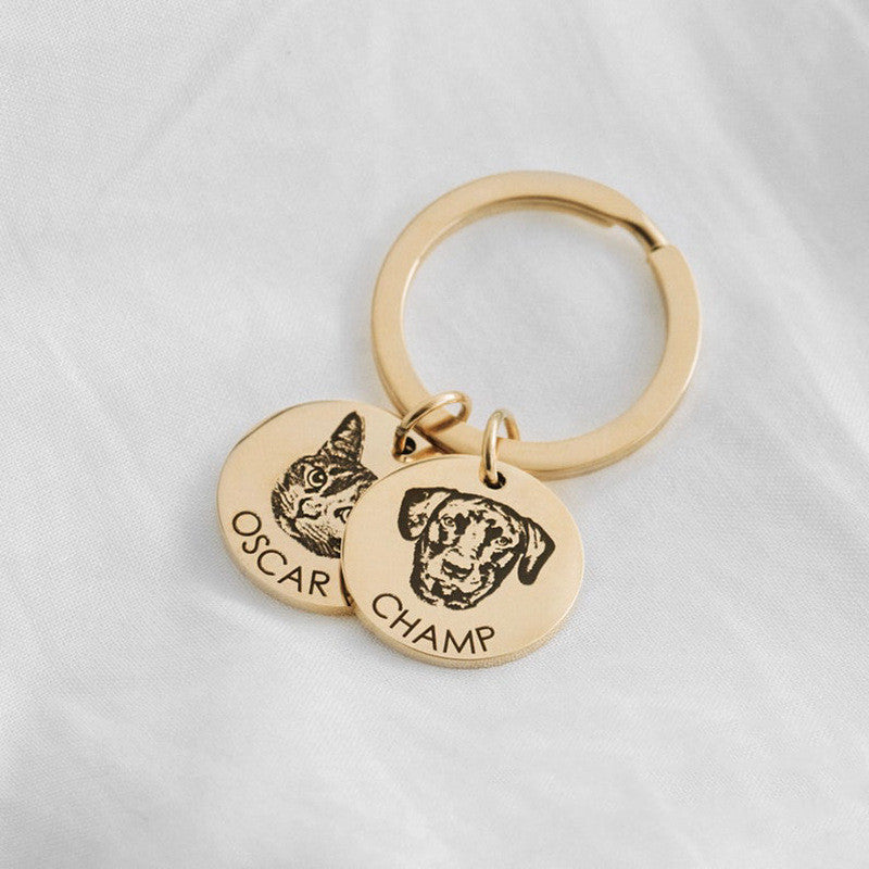 Pet Cat And Dog Photo Name Commemorative Bag Charm