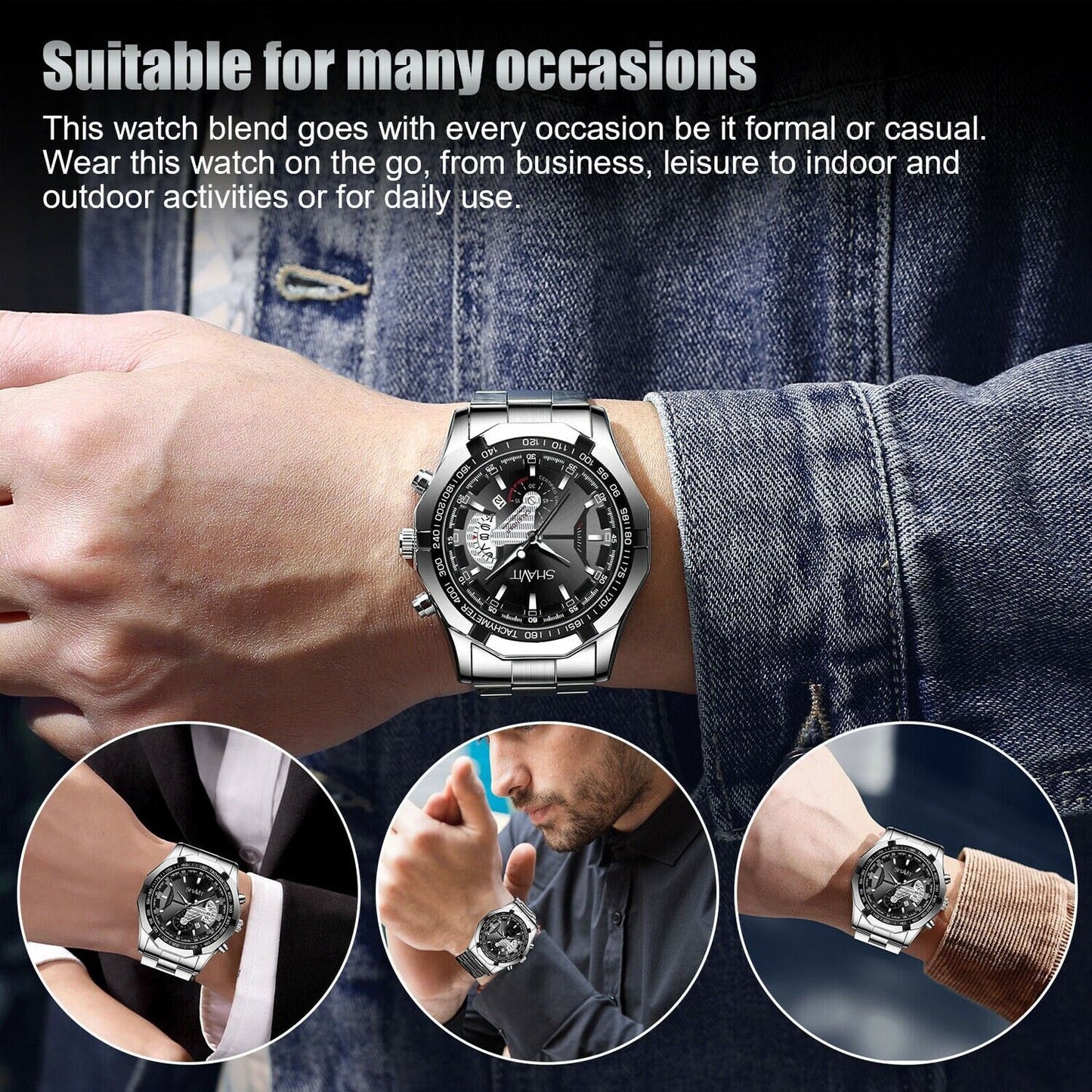 Men's Watch Relojes De Hombre Stainless Steel Quartz Luminous Classic Watches