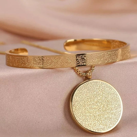 Stainless Steel Disc Necklace & Bracelet Set