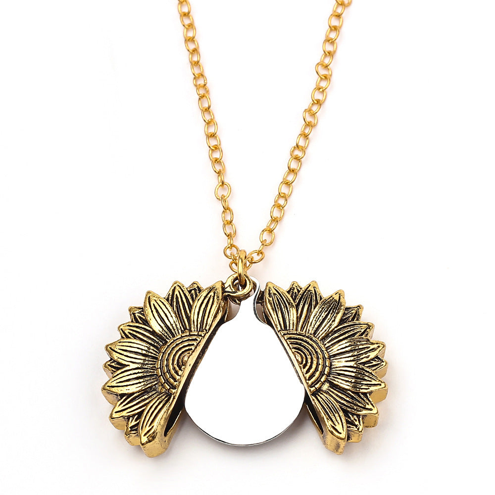 Personalized Sunflower Engraved Necklace