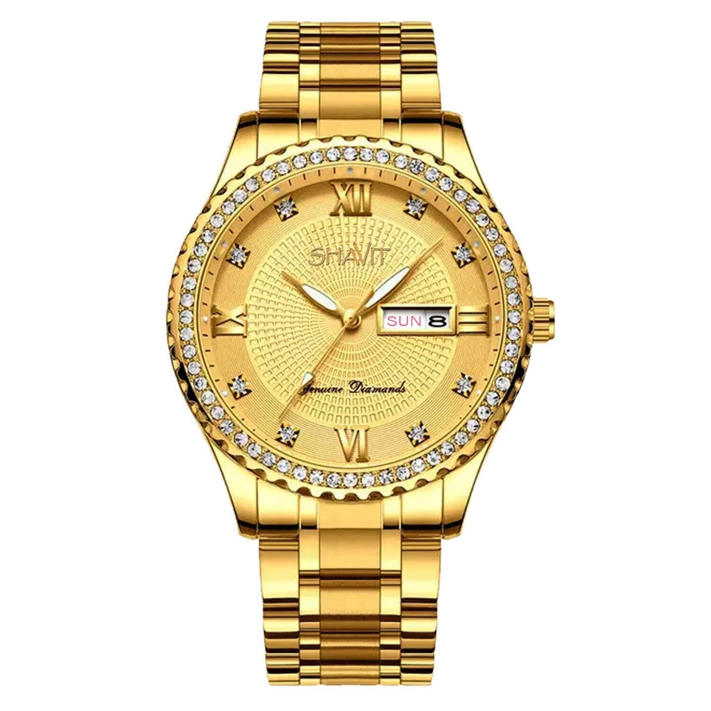 Gold Men's Watch Classic Stainless Steel Quartz Analog Business Wristwatch Gift