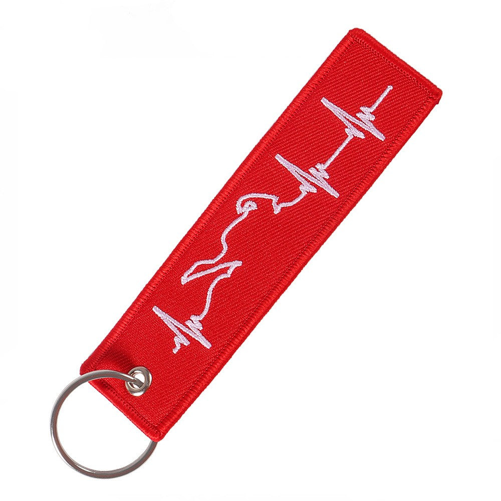 Red ECG Racing Embroidered Keychain