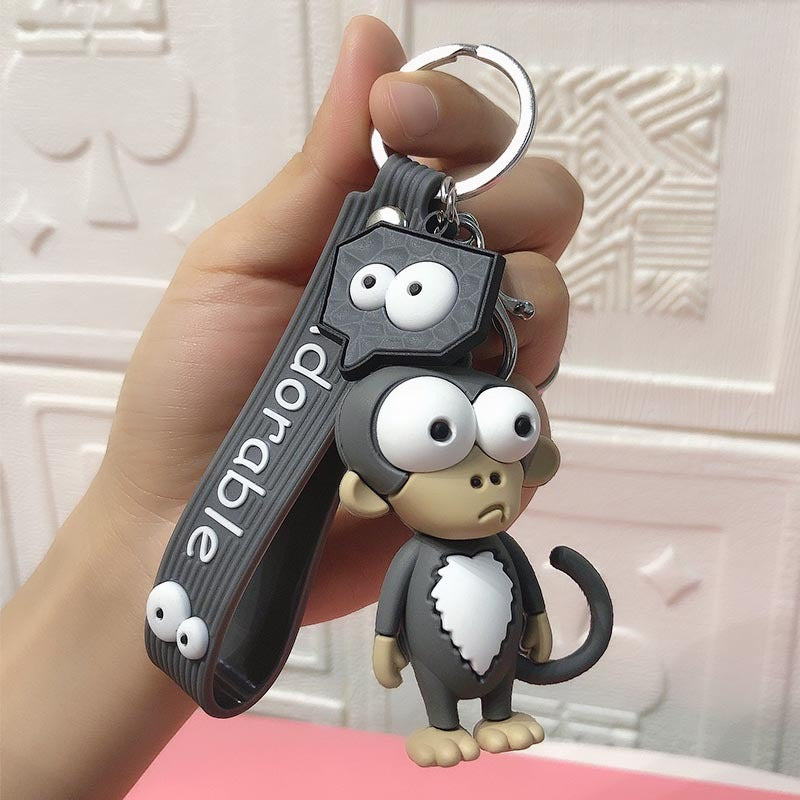 Funny Ugly Cute Eye-Eyed Elephant Keychain Cute Cartoon Epoxy Eye-Eyed Cow Car Key Chain Ring Bag Pendant