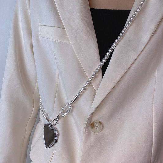 Ins Style Pearl Waist Chain Crossbody Strap Women's All-match Fashion Heart-shaped Pendant