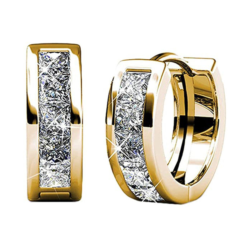 White Gold Plated 15mm Hoop Crystal Earrings with Swarovski Crystals