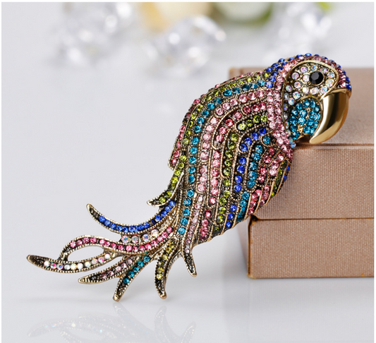 Fashionable Personality Colored Diamond Parrot Brooch