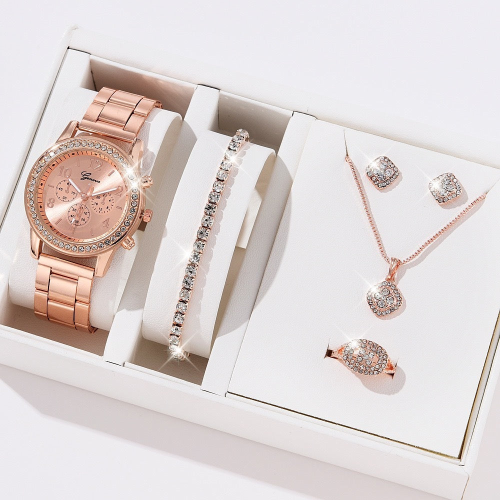 Luxury All-match Diamond Big Rhinestone Women's Five-piece Gift Box