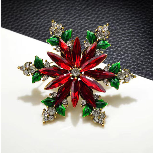 Glass Christmas Snowflake Brooch