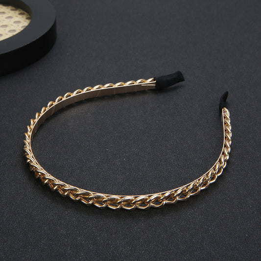 Thick Chain Hair-hoop Women's Metal Hair Band Handmade Winding Headdress Exquisite Hair Accessories Wholesale