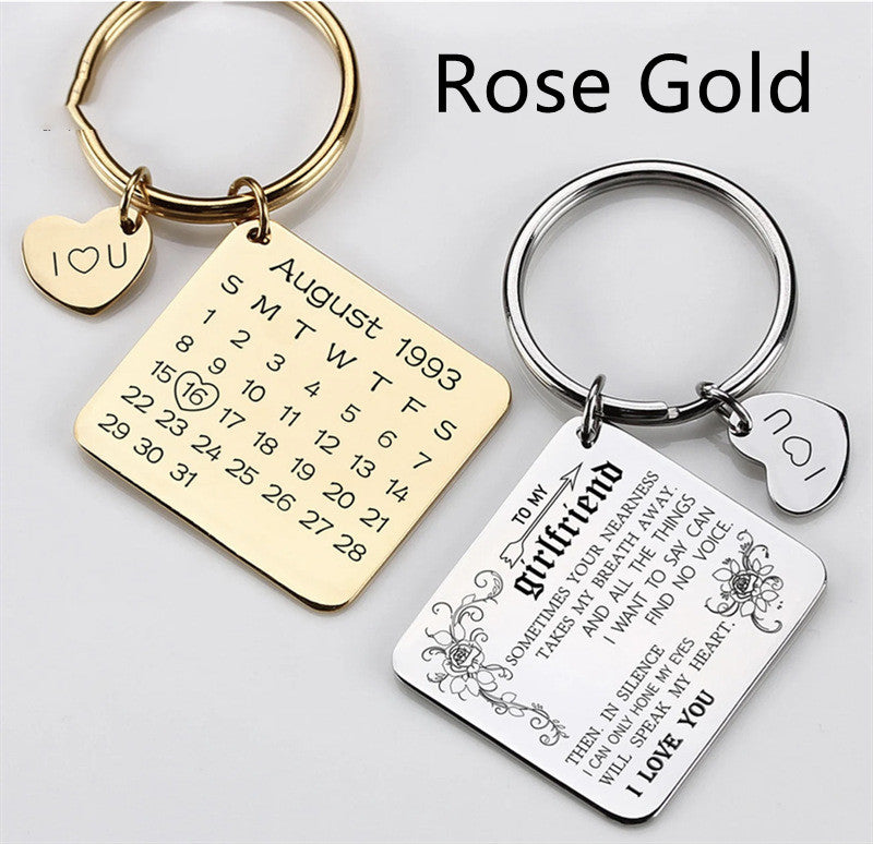 Creative Personality Stainless Steel Calendar Style Keychain