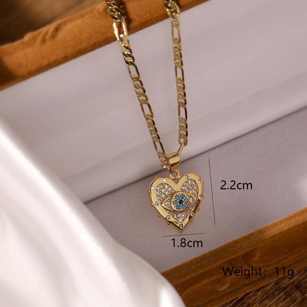 Gold-Plated Cubic Zirconia Evil Eye & Heart Pendant Set