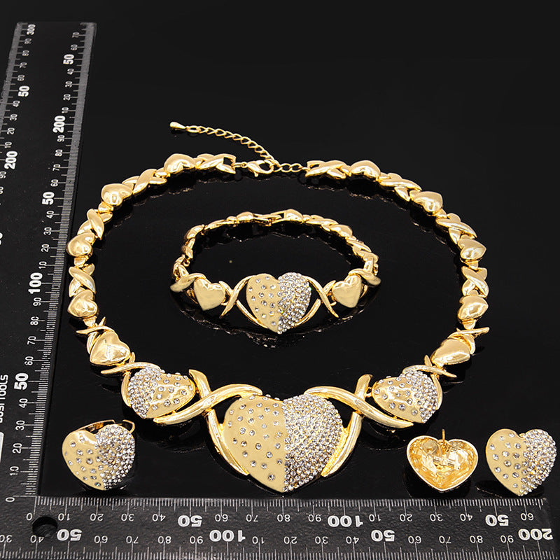 Zinc Alloy Necklace Earrings Bracelet Ring Jewelry Set