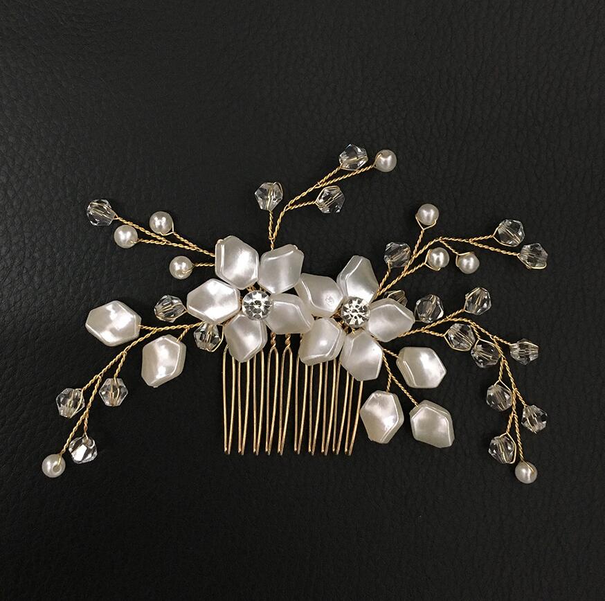 Pearl White Crystal Banquet Headdress Comb