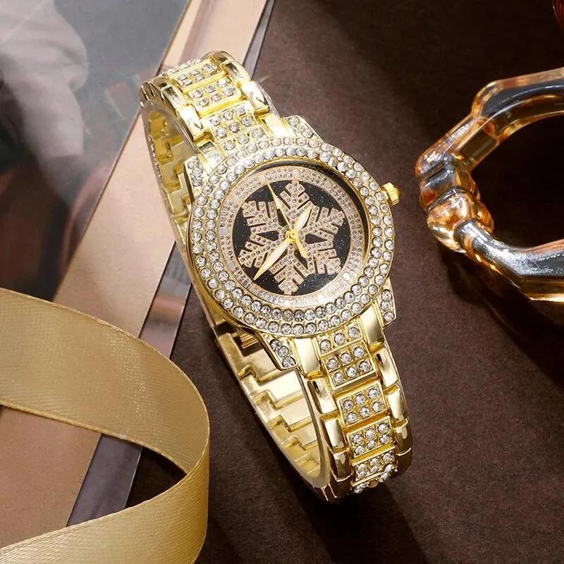 Dazzling Snowflake Pattern Luxury Full Rhinestone Five-Piece Jewelry Set