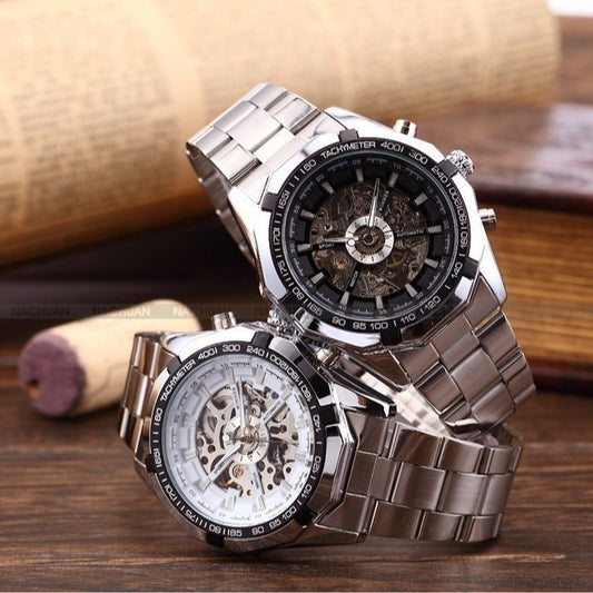 Men's Automatic Skeleton Stainless Steel Watch
