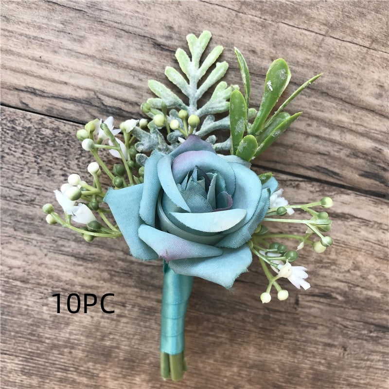 Fabric Rose Bride and Groom Corsage