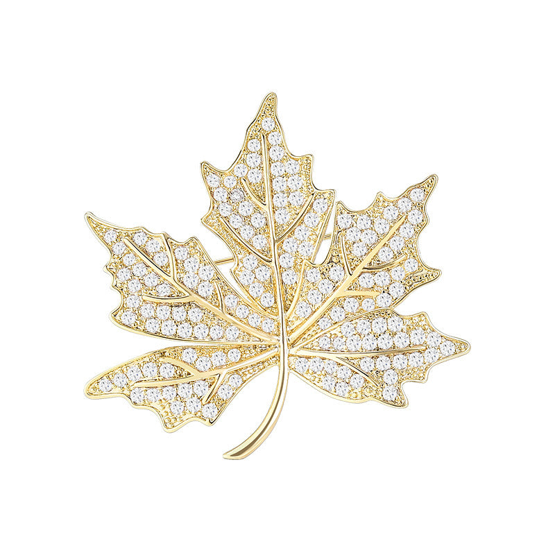 High-end Elegant Golden Maple Leaf Brooch For Women