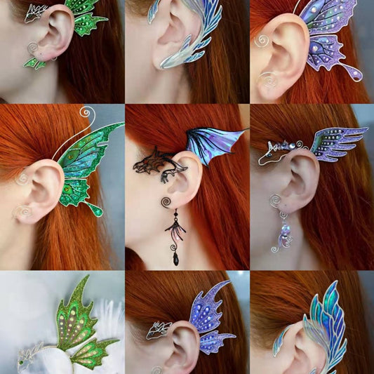 Butterfly Dragon Fish Animal Lady Ear Clip Ear Sleeve Pendant Without Perforation Fairy Cosplay Jewelry Party Gift Ear Cuffs