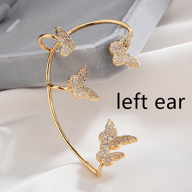 Fashion Gold Metal Butterfly Ear Clips Sparkling Zircon Without Piercing Ear Cuff Clip Earrings For Women Jewelry Gift