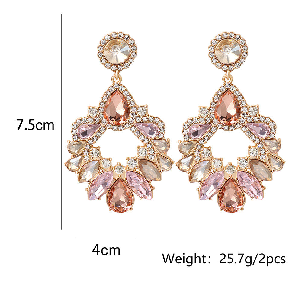 Fashion Geometry Pattern Modeling Rhinestone Earrings