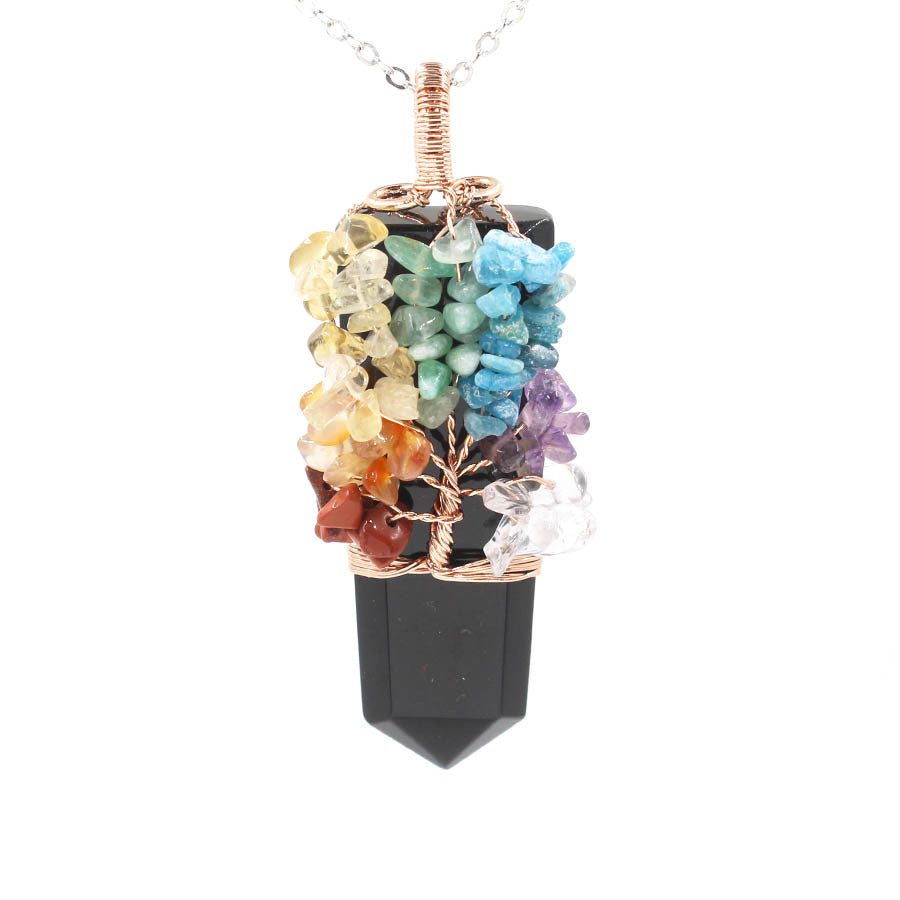 Sword-shaped Crystal Pillar Tree Of Life Winding Pendant