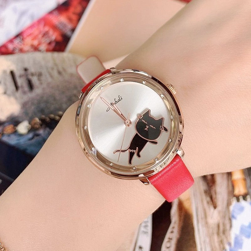 Shaking His Head Kitten Fashion Female Student Watch