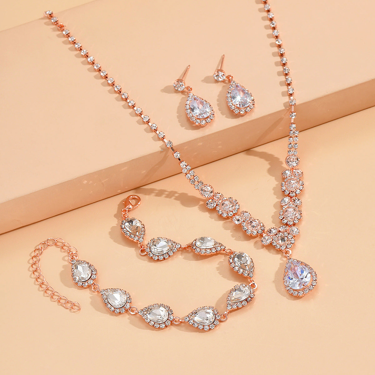 Fashionable Golden Rose Gold Three-piece Set