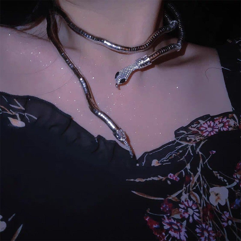 Snake Bone Chain Men And Women Models Dark Opening Europe And The United States Cold Random Shape Winding Snake Design Sense Of Necklace Collar