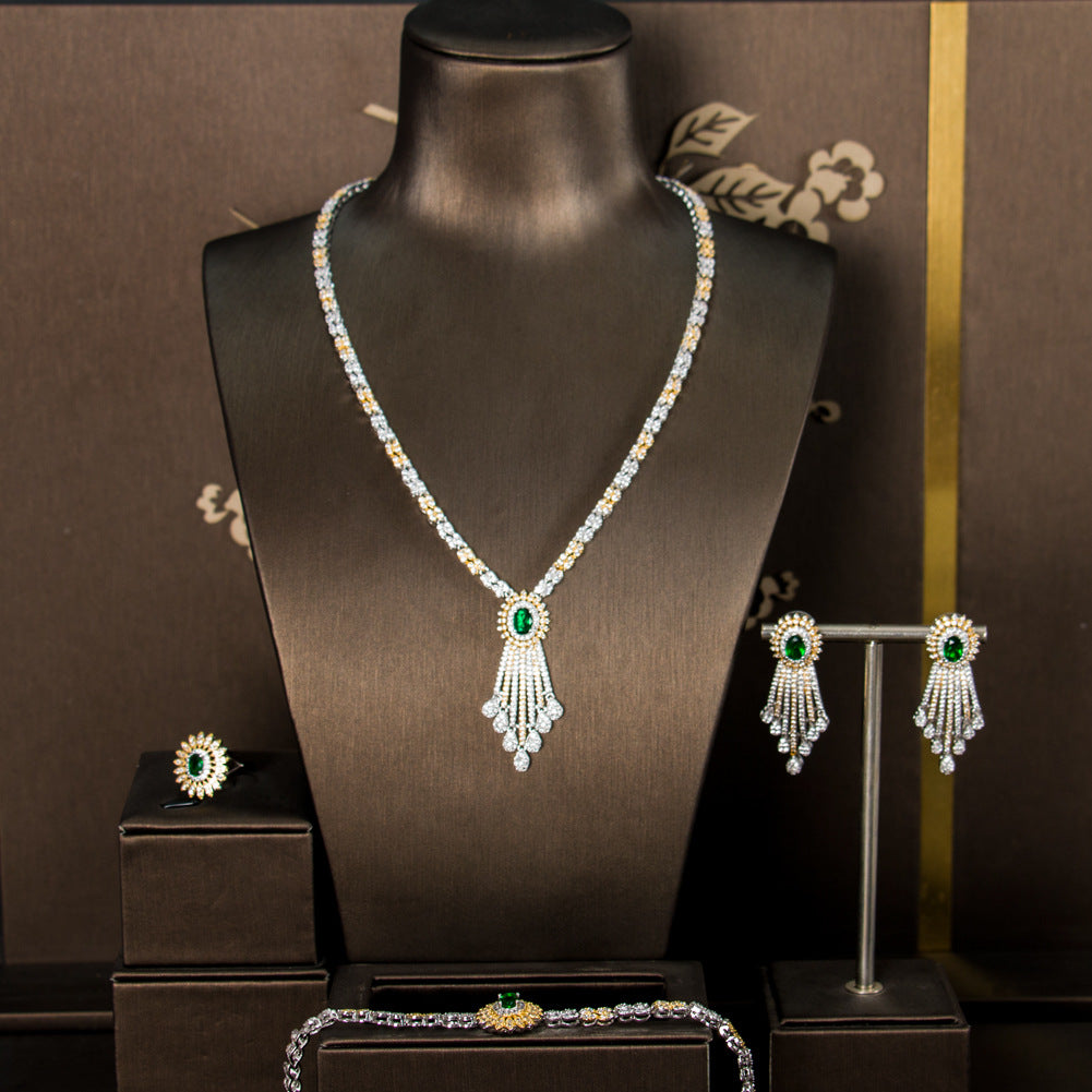 Four-piece zircon jewelry set