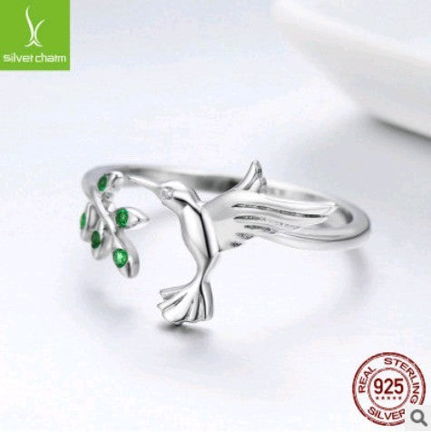 Sterling silver s925 fashion ladies bird ring opening adjustable Korean ring