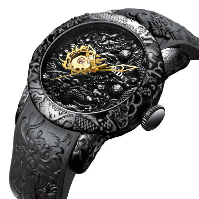 Dragon pattern mechanical watch