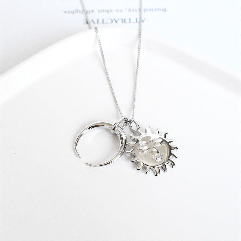 S925 Sterling Silver Sun Moon Necklace