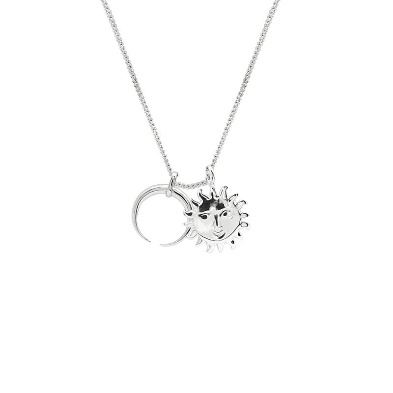 S925 Sterling Silver Sun Moon Necklace