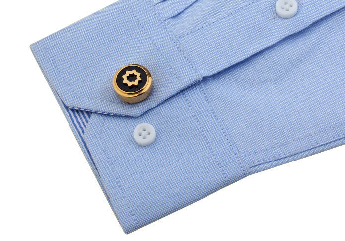 High-end Business Round Electroplated Gold American Shirt Cufflinks