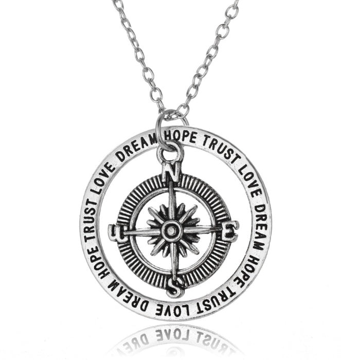 Love Hope Faith Dream Compass Pendant Necklace