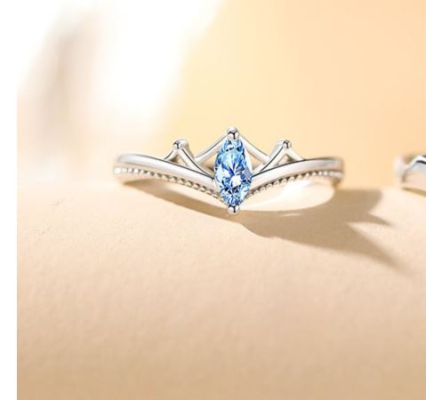 Valentine's Day Gift Fashion Blue Diamond Crown Ring