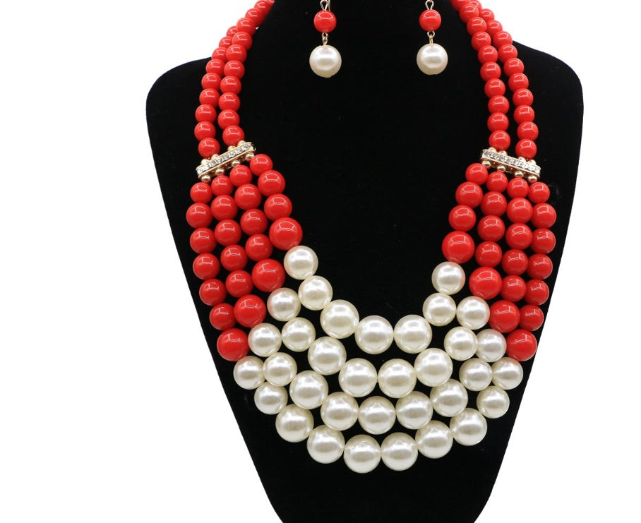 Multi Simulated Pearl Bohemian Jewelry Set