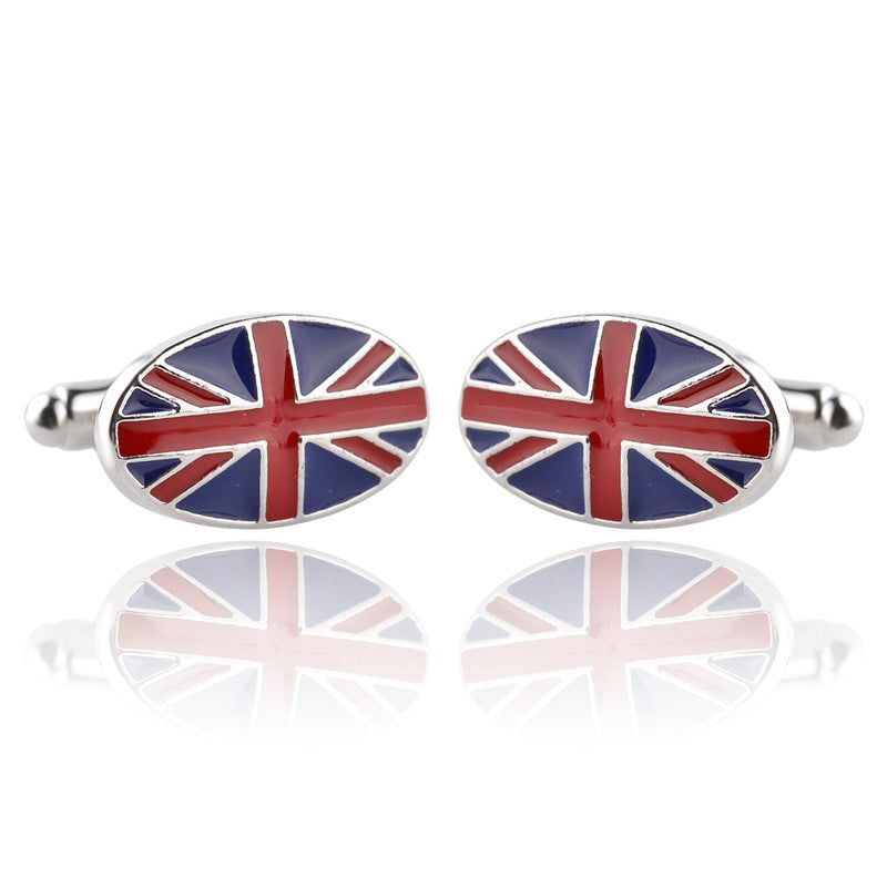 British Flag Geometric Fashion Men's French Shirt Cufflinks