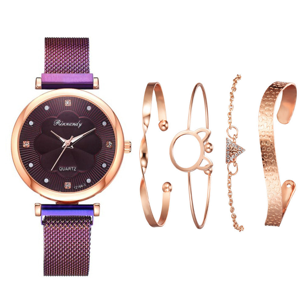 Net belt magnet quartz watch bracelet  5pcs/set