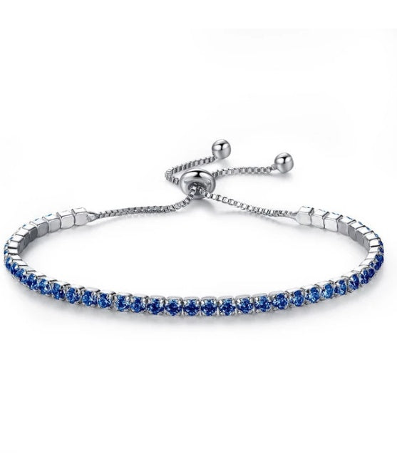 Adjustable Tennis Bracelet 925 Sterling Silver 5A Cubic Zirconia