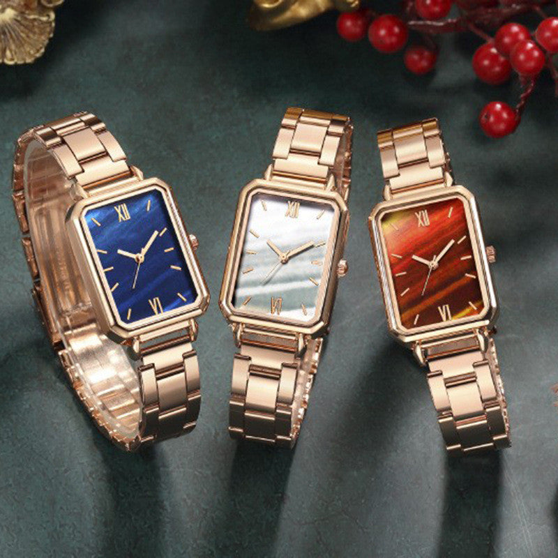 Women's Fashion Casual Square Steel With Quartz Watch