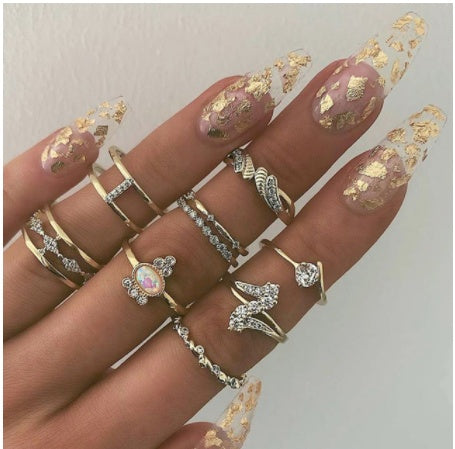 Gold Boho & Vintage Stackable Ring Set