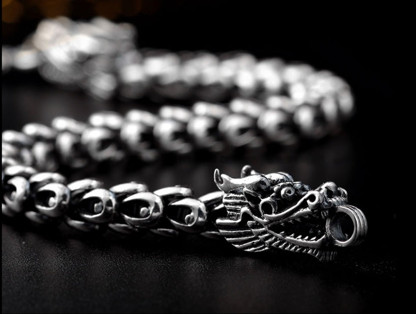 Men's Sterling Silver Dragon Bracelet
